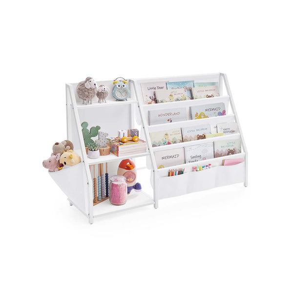 Kinderboekenplank met zijvak en speelgoedvakken 75 cm
