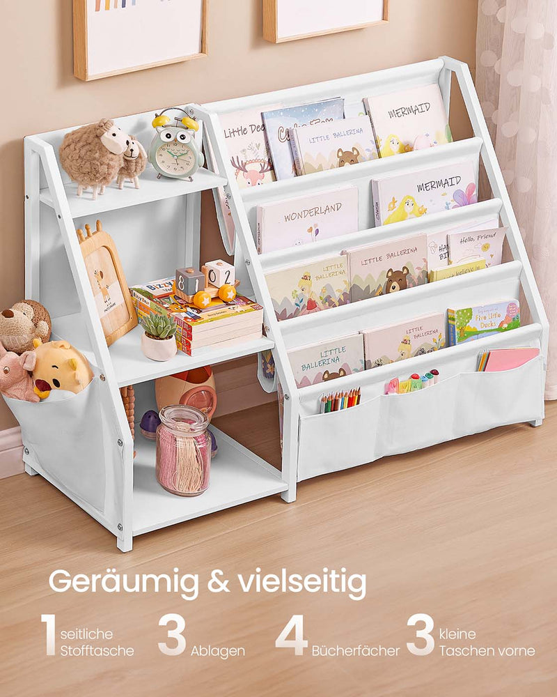 Kinderboekenplank met zijvak en speelgoedvakken 75 cm