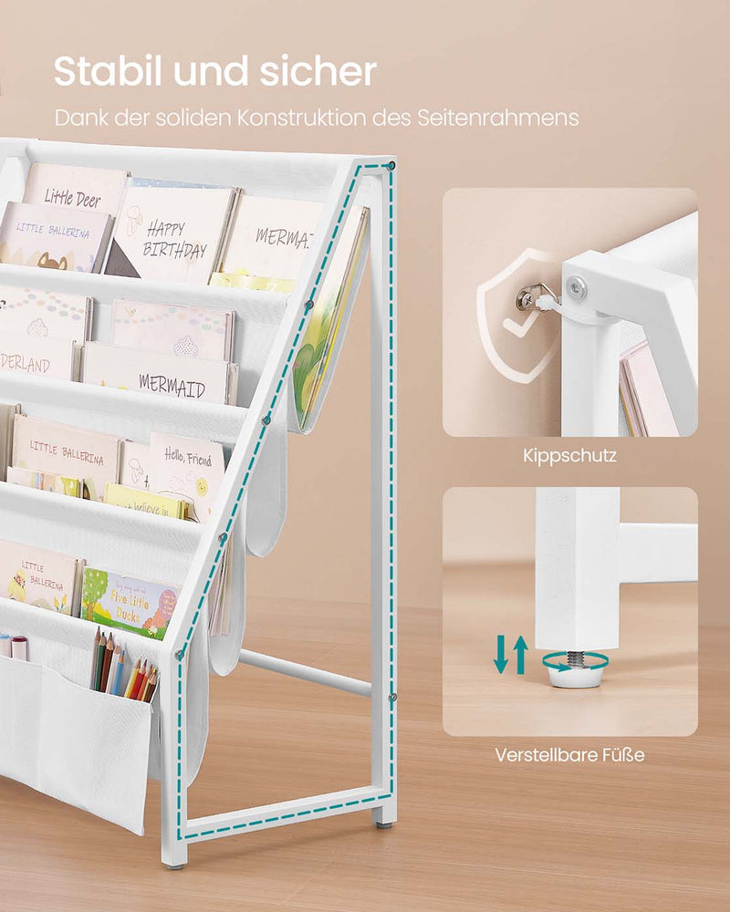 Kinderboekenplank met zijvak en speelgoedvakken 75 cm