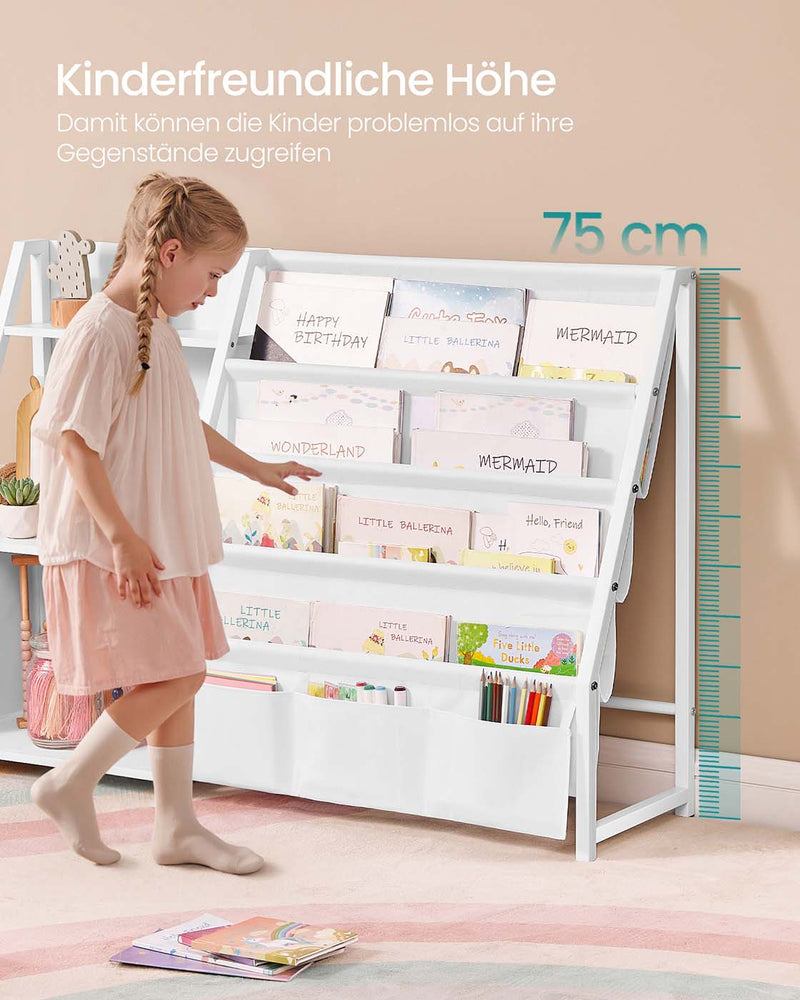 Kinderboekenplank met zijvak en speelgoedvakken 75 cm