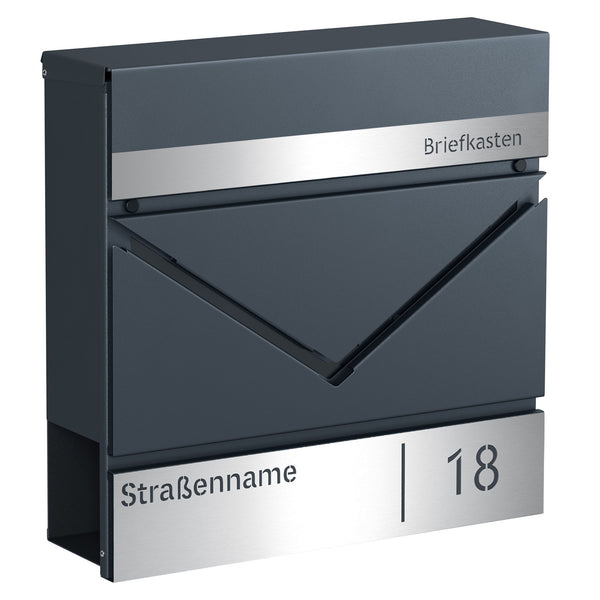 Gepersonaliseerde brievenbus met naamplaatje, huisnummerplaatje, brievenbus GMB080D01V1 10,5 x 37 x 37 cm