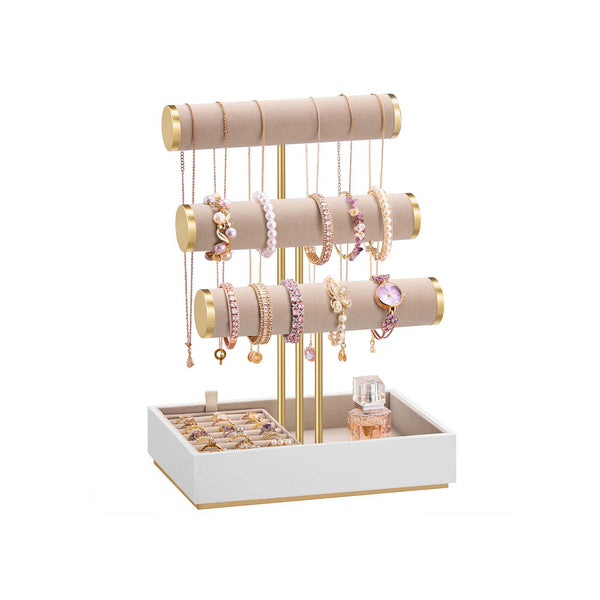 Sieradenhouder met drie armbandhouders en uitneembare ringhouder 6 cm