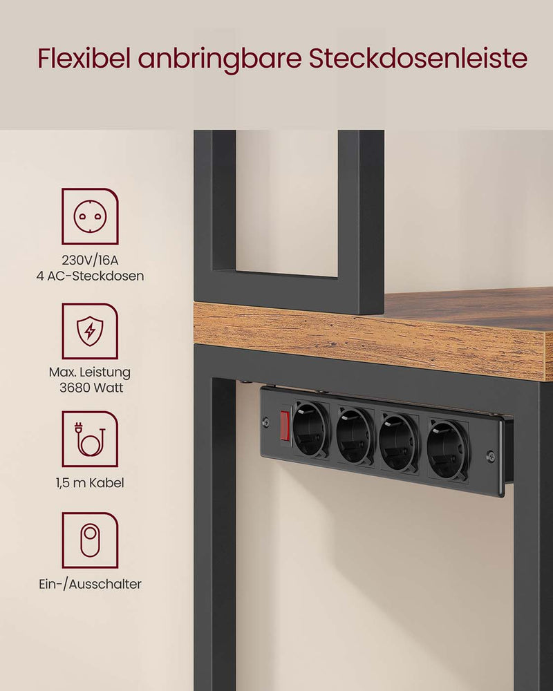 Keukenplank met stopcontacten en haken voor praktische opbergruimte 90 cm