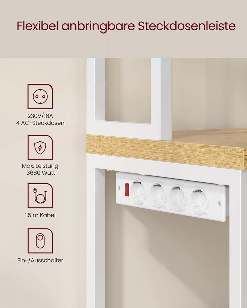 Keukenplank met stopcontacten en haken 90 cm