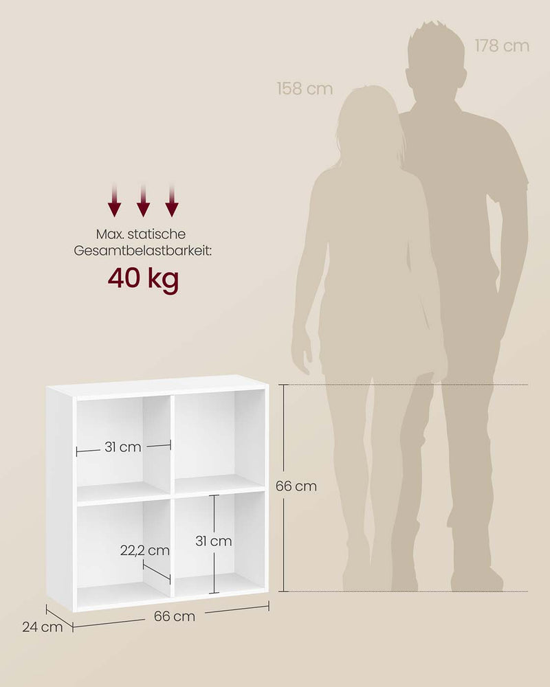 Boekenkast met vier compartimenten 24 x 66 x 66 cm