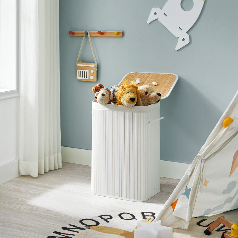 Wasmand met uitneembare waszak wit 40 x 30 x 60 cm