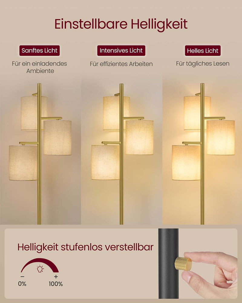 Staande lamp met drie lampen en instelbare helderheid 29 x 29 x 173 cm