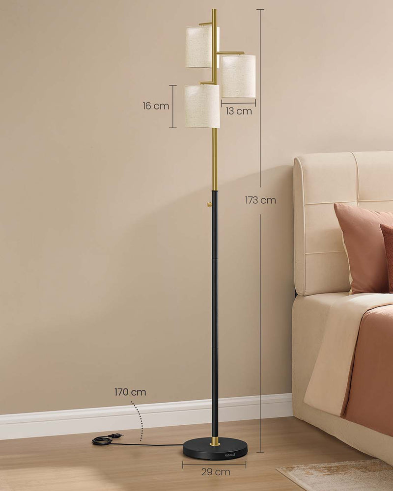 Staande lamp met drie lampen en instelbare helderheid 29 x 29 x 173 cm