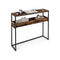 Smalle consoletafel met twee niveaus en halfopen vakken 24 x 100 x 80 cm