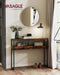Smalle consoletafel met twee niveaus en halfopen vakken 24 x 100 x 80 cm