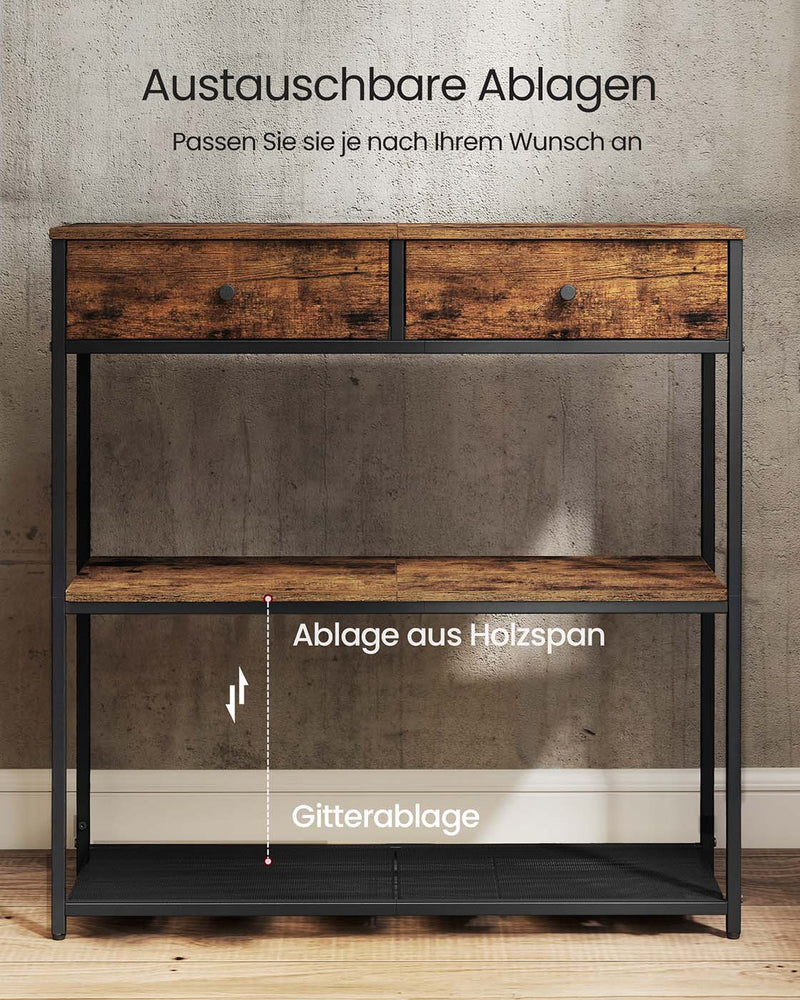Smalle consoletafel met twee stoffen lades 24 x 76 x 80 cm - LNT092K01