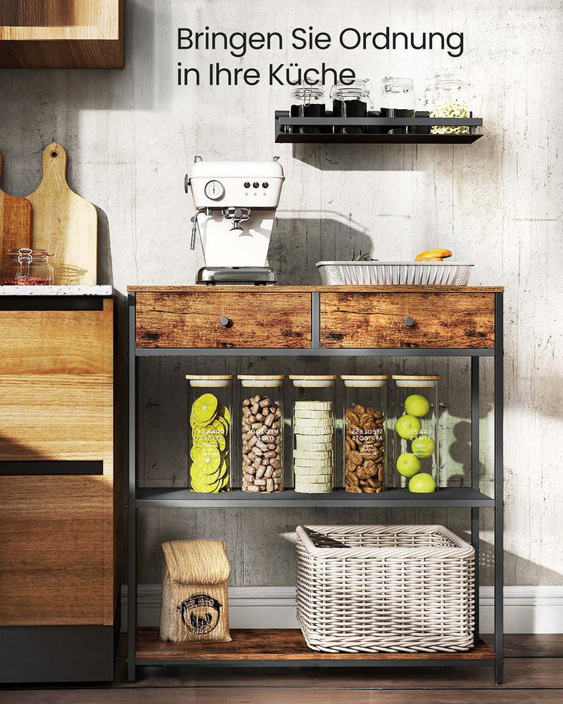 Smalle consoletafel met twee stoffen lades 24 x 76 x 80 cm - LNT092K01