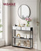 Smalle consoletafel met twee stoffen lades 24 x 76 x 80 cm - LNT092W01