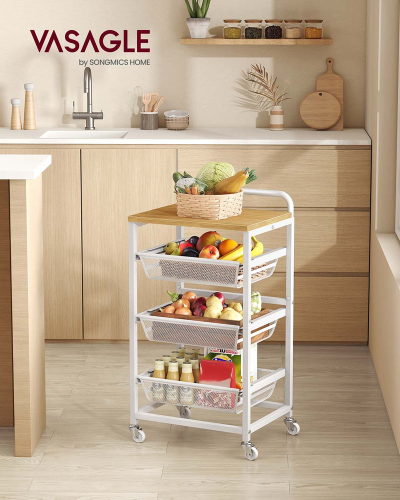 Serveerwagen met meerdere niveaus en uittrekbare manden 7 x 40 x 76 cm - LRC040Y01