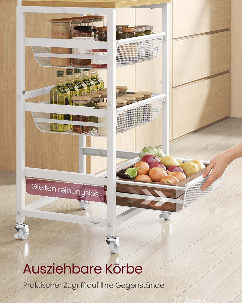 Serveerwagen met meerdere niveaus en uittrekbare manden 7 x 40 x 76 cm - LRC040Y01