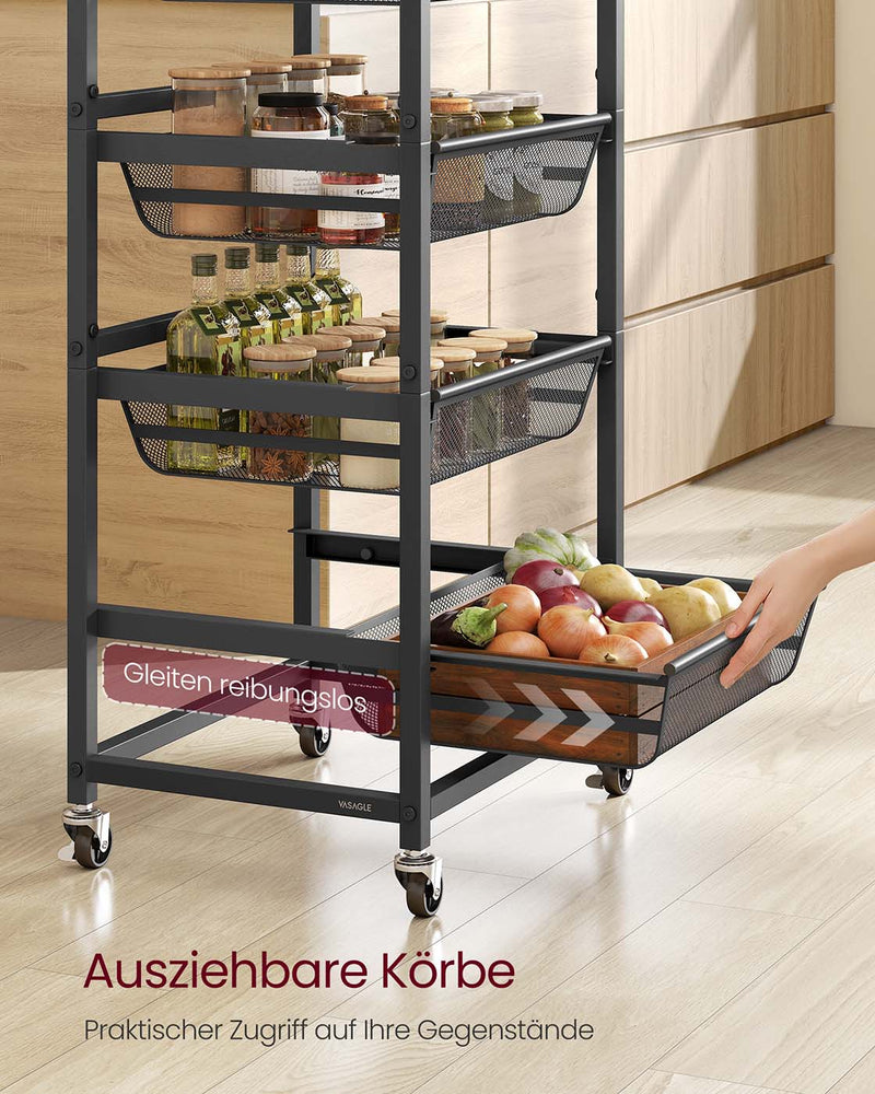 Serveerwagen met meerdere niveaus en uittrekbare manden 7 x 40 x 76 cm - LRC041K01