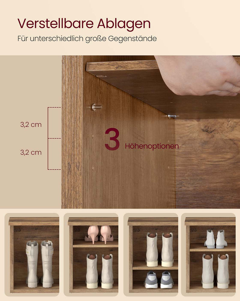 Schoenenbank met opbergruimte en verstelbare planken 5 x 100 x 50 cm - LSB036K01
