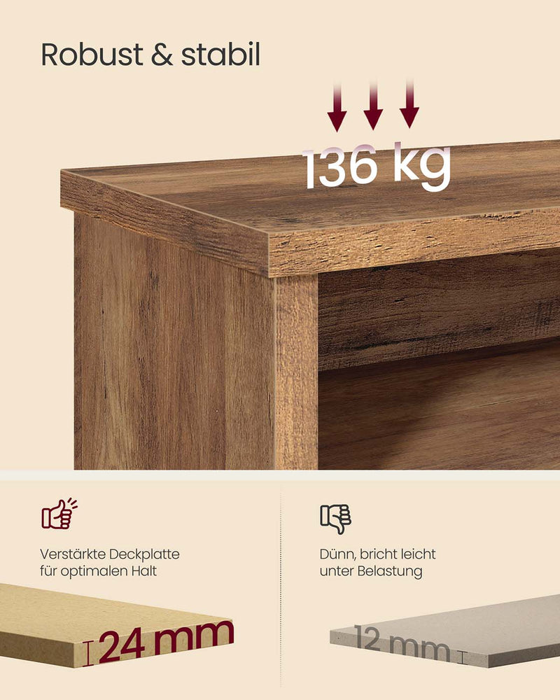 Schoenenbank met opbergruimte en verstelbare planken 5 x 100 x 50 cm - LSB036K01