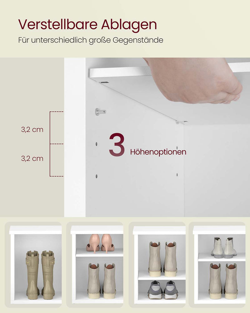 Schoenenbank met opbergruimte en verstelbare planken 5 x 100 x 50 cm - LSB036W01