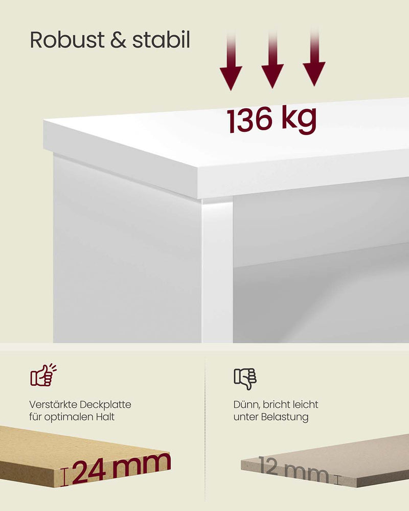 Schoenenbank met opbergruimte en verstelbare planken 5 x 100 x 50 cm - LSB036W01