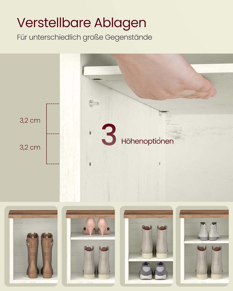 Schoenenbank met opbergruimte en verstelbare planken 5 x 100 x 50 cm - LSB036W02