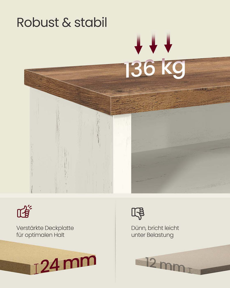 Schoenenbank met opbergruimte en verstelbare planken 5 x 100 x 50 cm - LSB036W02