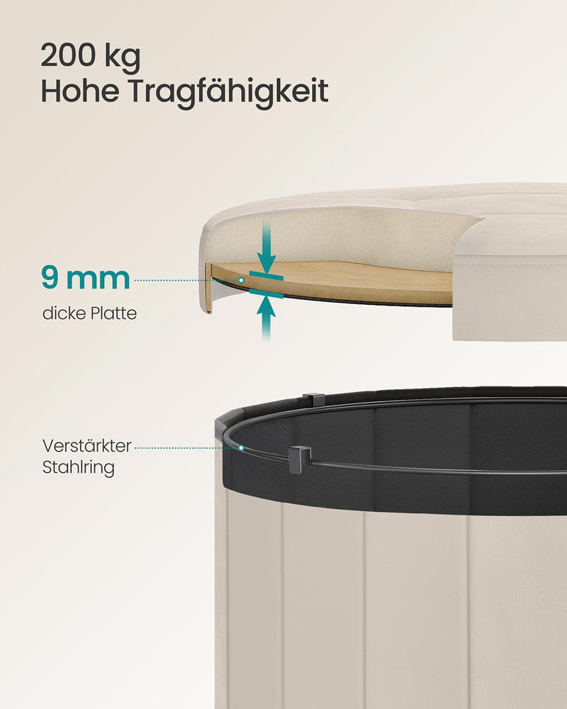 Ronde kruk met opbergruimte en afneembaar deksel 46 cm - LSF608L01