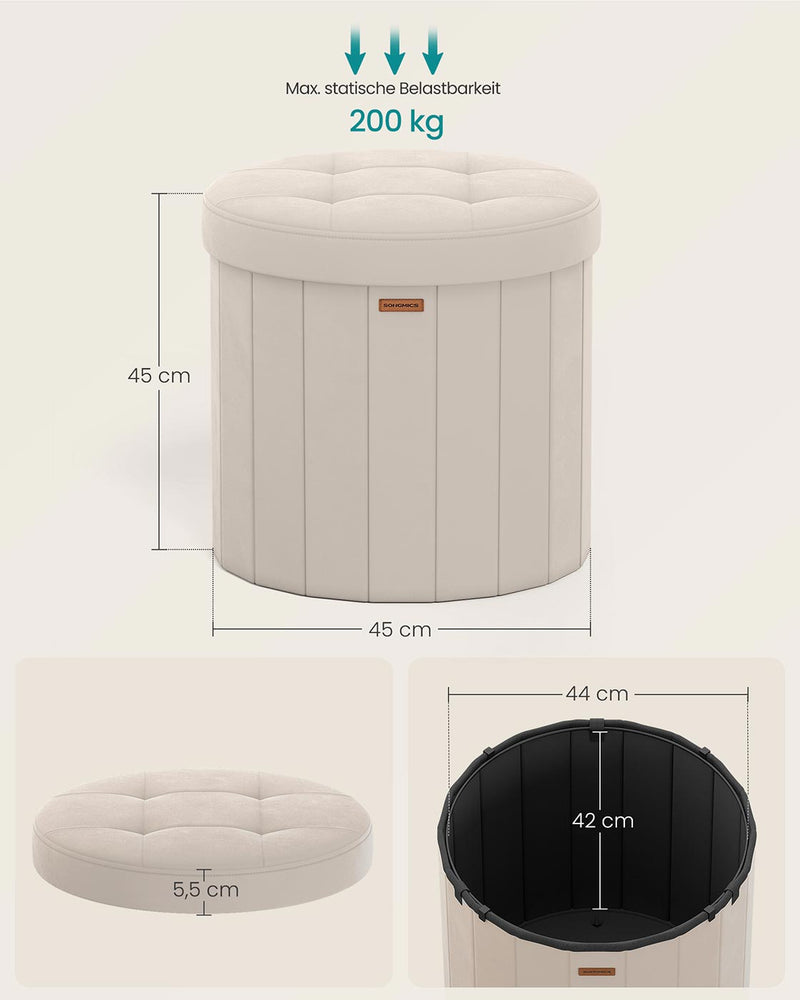 Ronde kruk met opbergruimte en afneembaar deksel 46 cm - LSF608L01