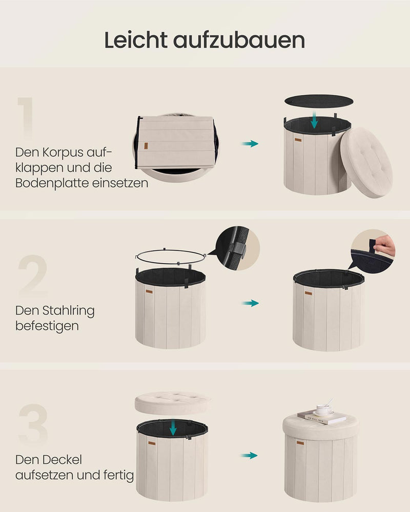 Ronde kruk met opbergruimte en afneembaar deksel 46 cm - LSF608L01