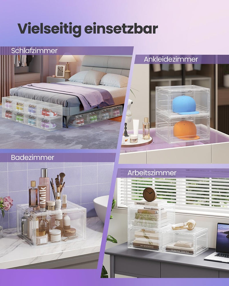 Stapelbare kunststof schoenendozen met deur en transparante optiek 2 cm - LSP508W01