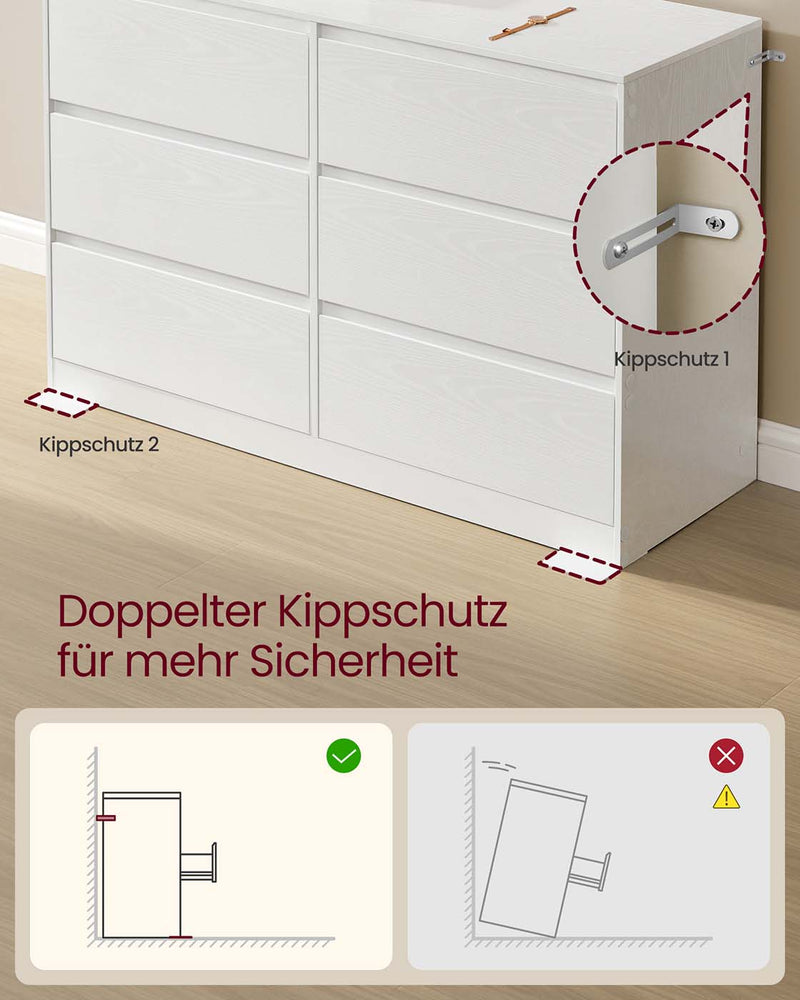 Kailyn slaapkamerkast met zes laden 4 x 75 cm - LTS616W01