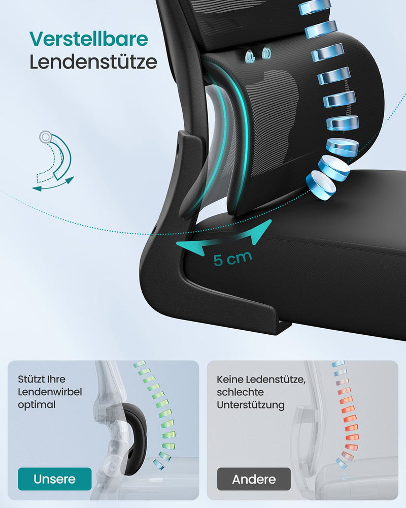 Ergonomische bureaustoel met mesh-stof en opklapbare armleuningen - OBN041B01