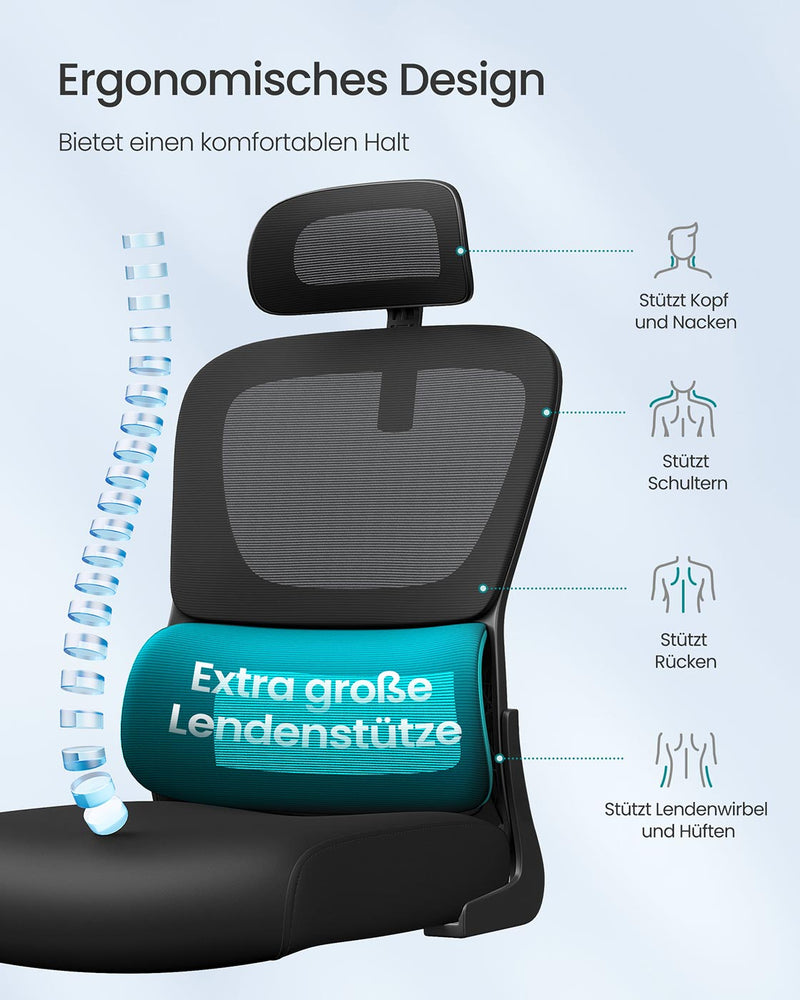 Ergonomische bureaustoel met mesh-stof en opklapbare armleuningen - OBN041B01
