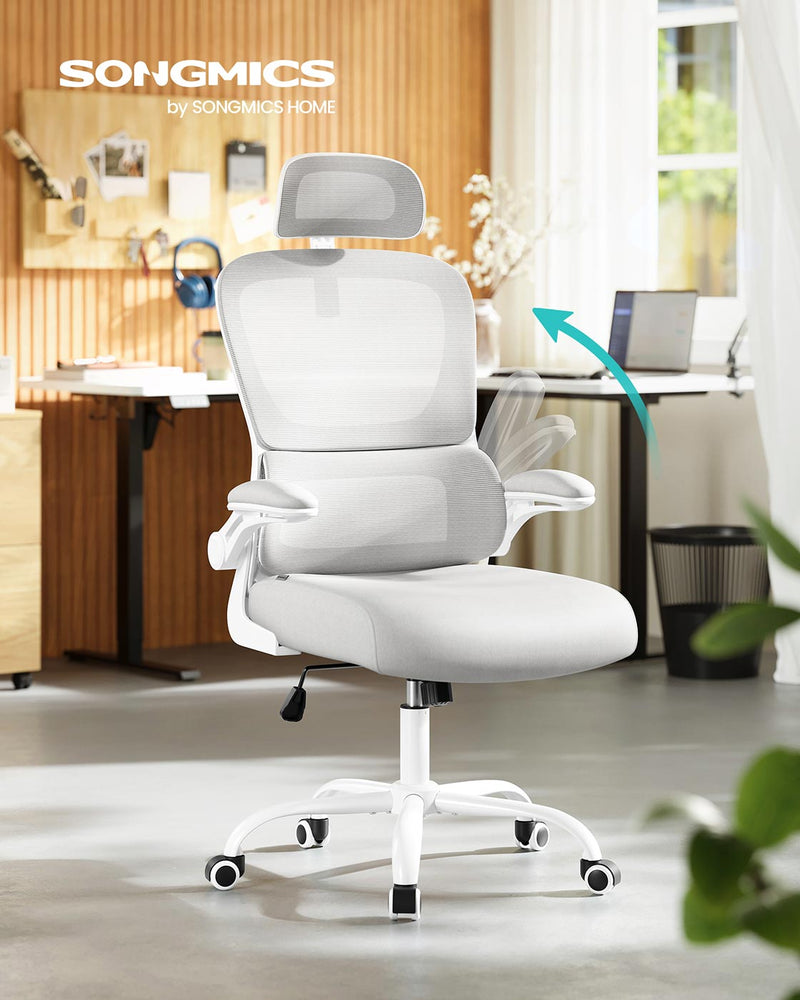 Ergonomische bureaustoel met mesh-stof en opklapbare armleuningen - OBN041G01
