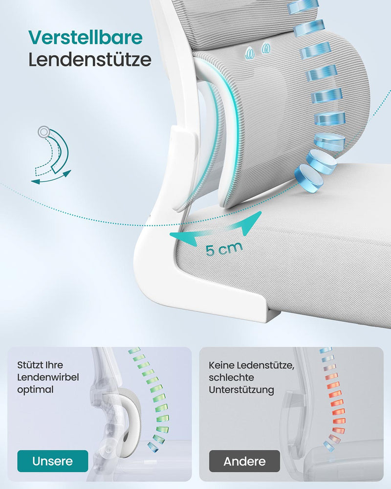 Ergonomische bureaustoel met mesh-stof en opklapbare armleuningen - OBN041G01