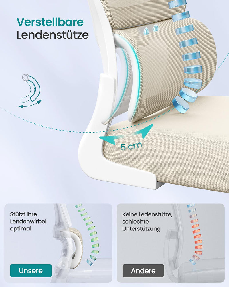 Ergonomische bureaustoel met mesh-stof en opklapbare armleuningen - OBN041L01