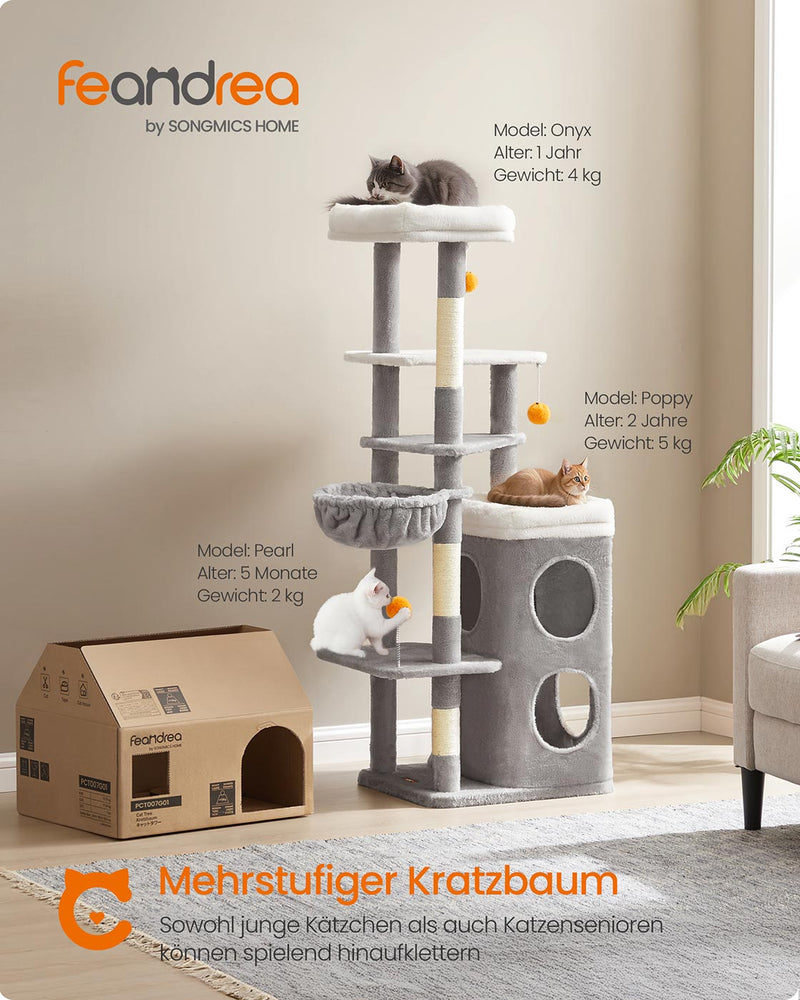 Kattenboom met meerdere niveaus, grotten en platforms voor katten 152 cm - PCT007G01