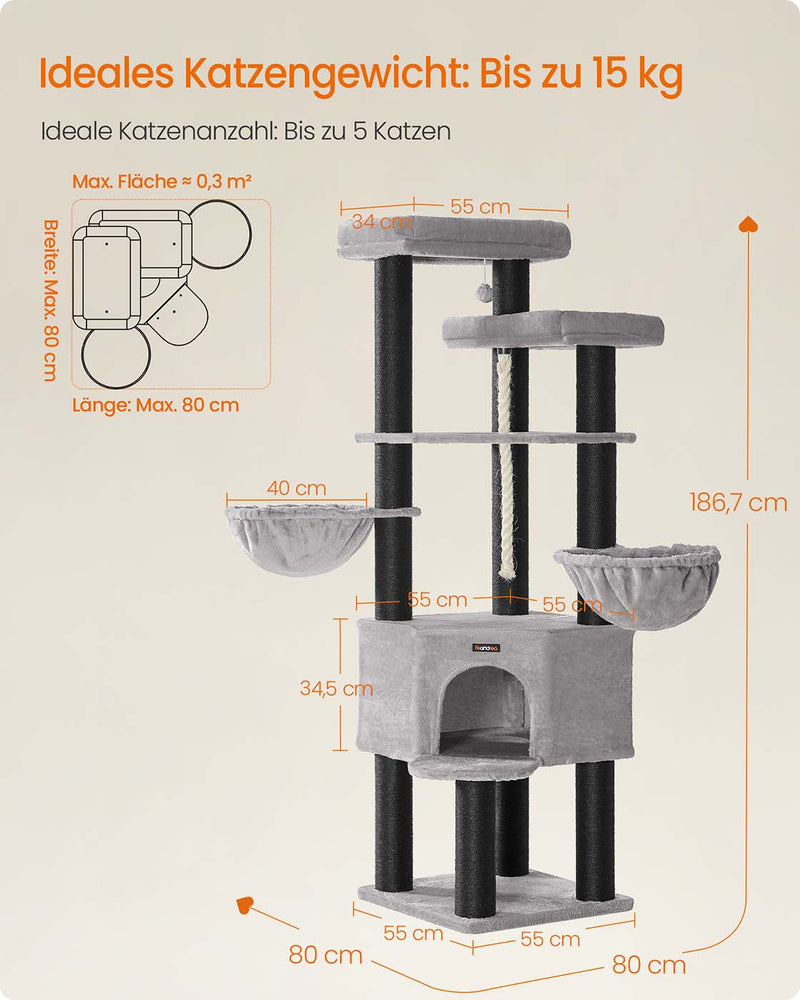 Grote kattenboom met meerdere niveaus voor meerdere grote katten 7 cm - PCT008G02