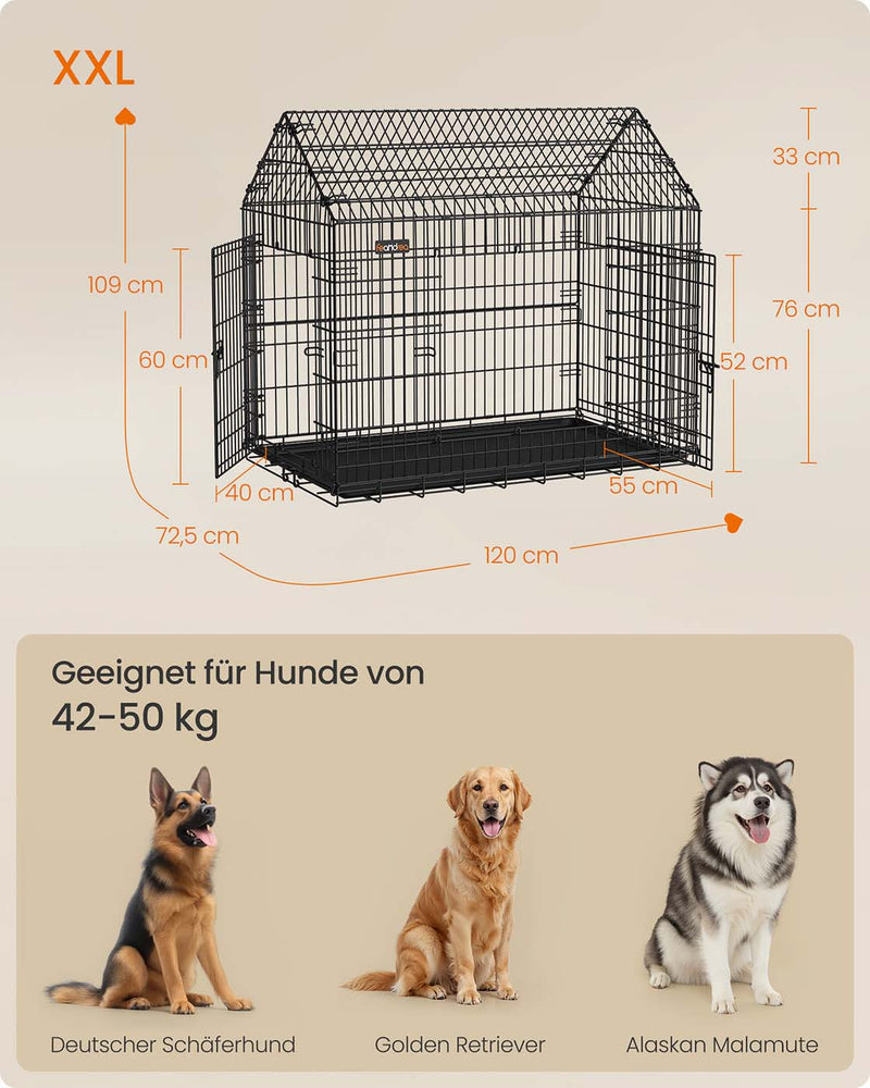 Opvouwbare hondenkooi met dubbele deur voor grote honden 5 x 109 cm