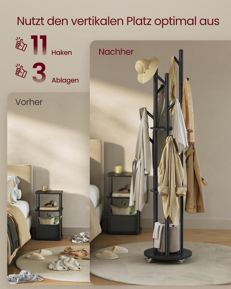 Kapstok met massief houten haken en planken 40 cm - RCR023B01