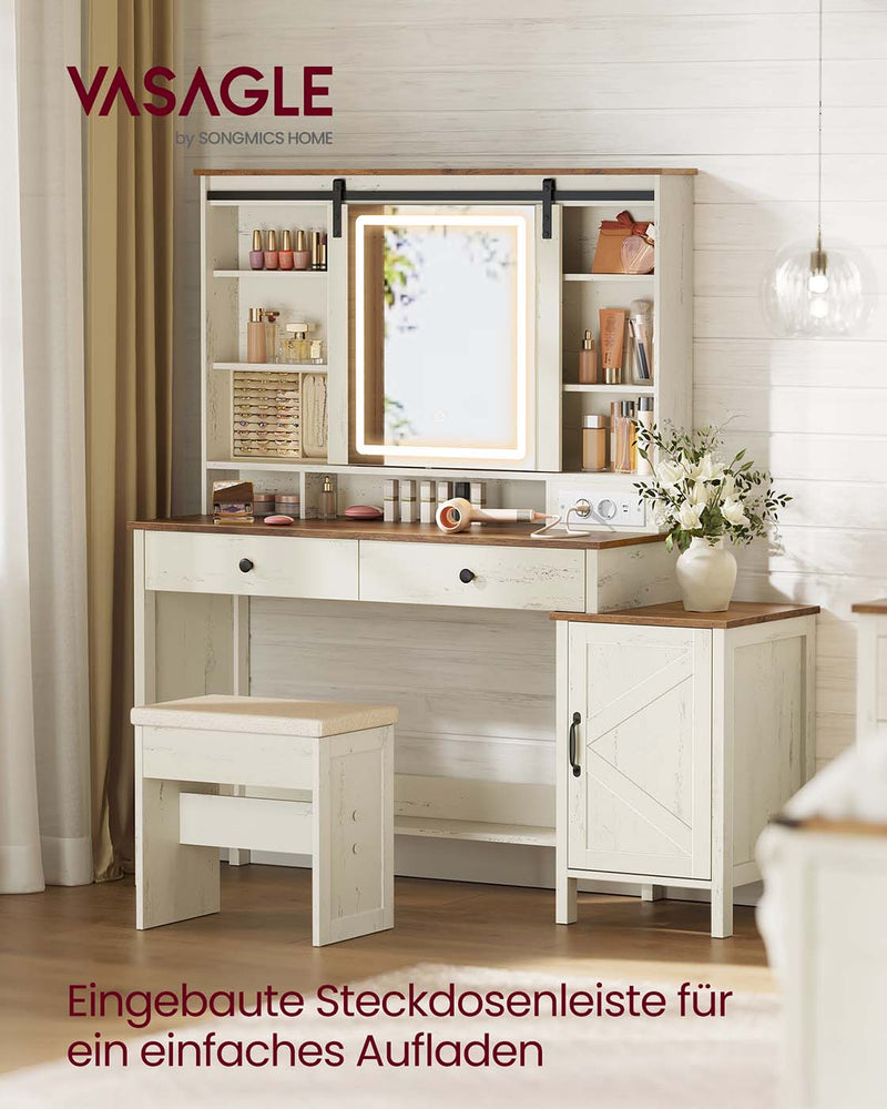 Kaptafel met spiegelverlichting en diverse lades 40 x 125 x 147 cm