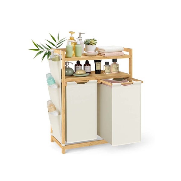 Wasmand met meerdere vakken en praktische planken 63 x 33 x 98 cm - RLH200W01