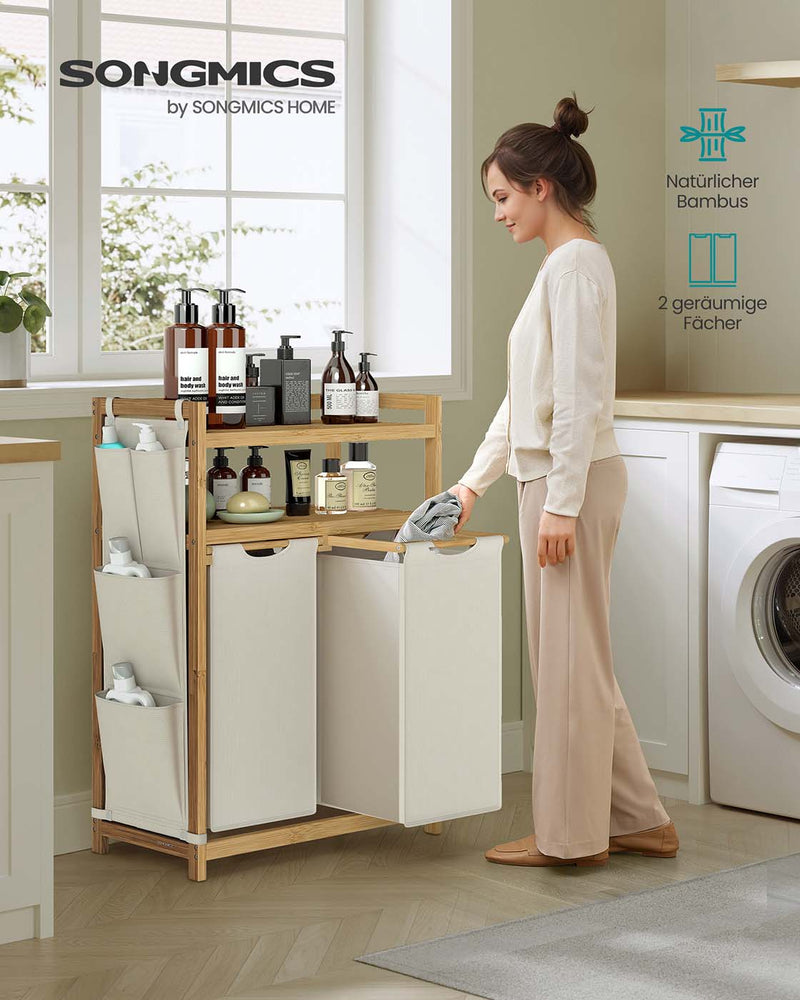 Wasmand met meerdere vakken en praktische planken 63 x 33 x 98 cm - RLH200W01