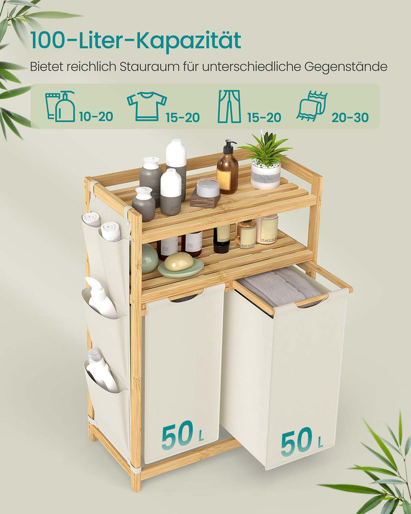 Wasmand met meerdere vakken en praktische planken 63 x 33 x 98 cm - RLH200W01