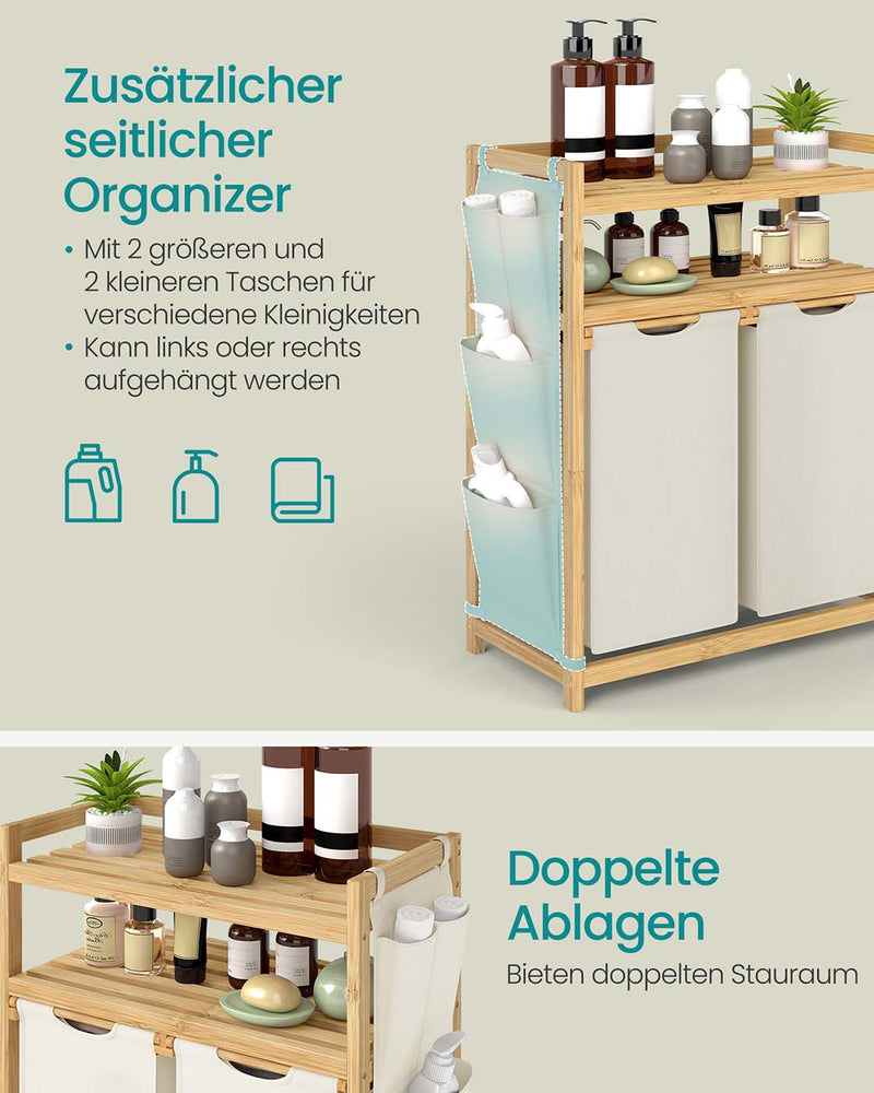 Wasmand met meerdere vakken en praktische planken 63 x 33 x 98 cm - RLH200W01
