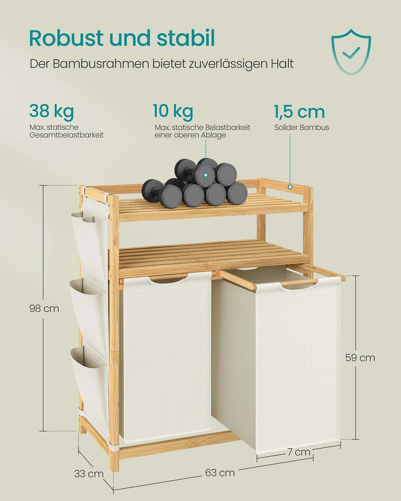 Wasmand met meerdere vakken en praktische planken 63 x 33 x 98 cm - RLH200W01