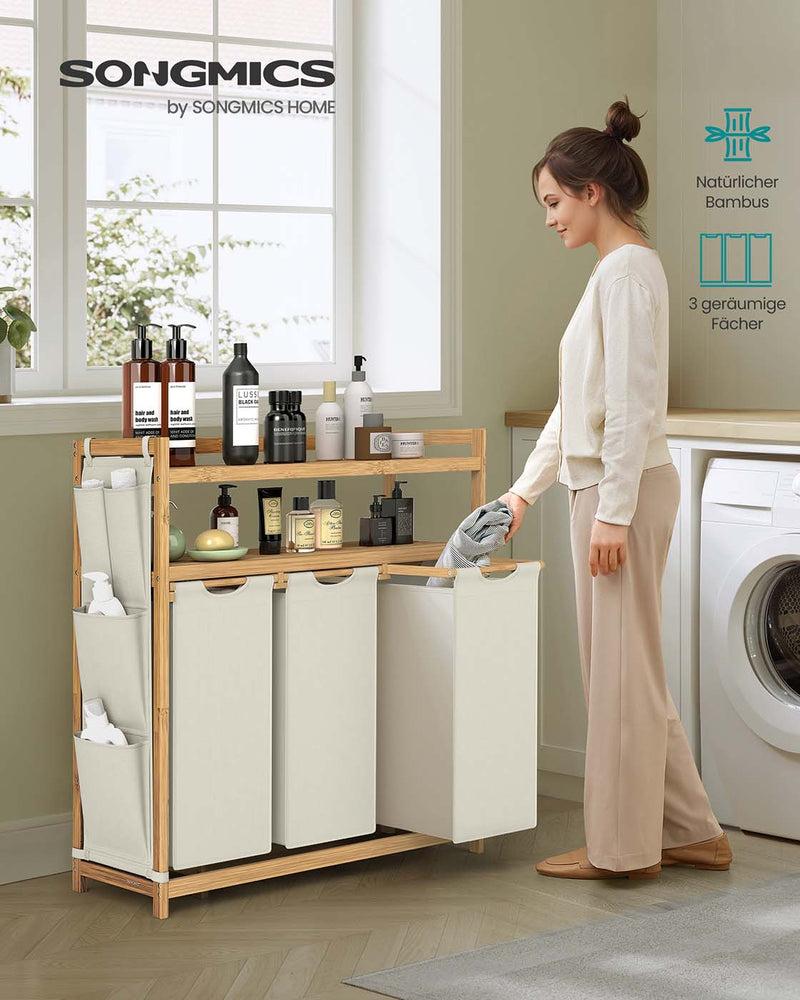 Wasmand met meerdere vakken en praktische planken 63 x 33 x 98 cm - RLH215W01