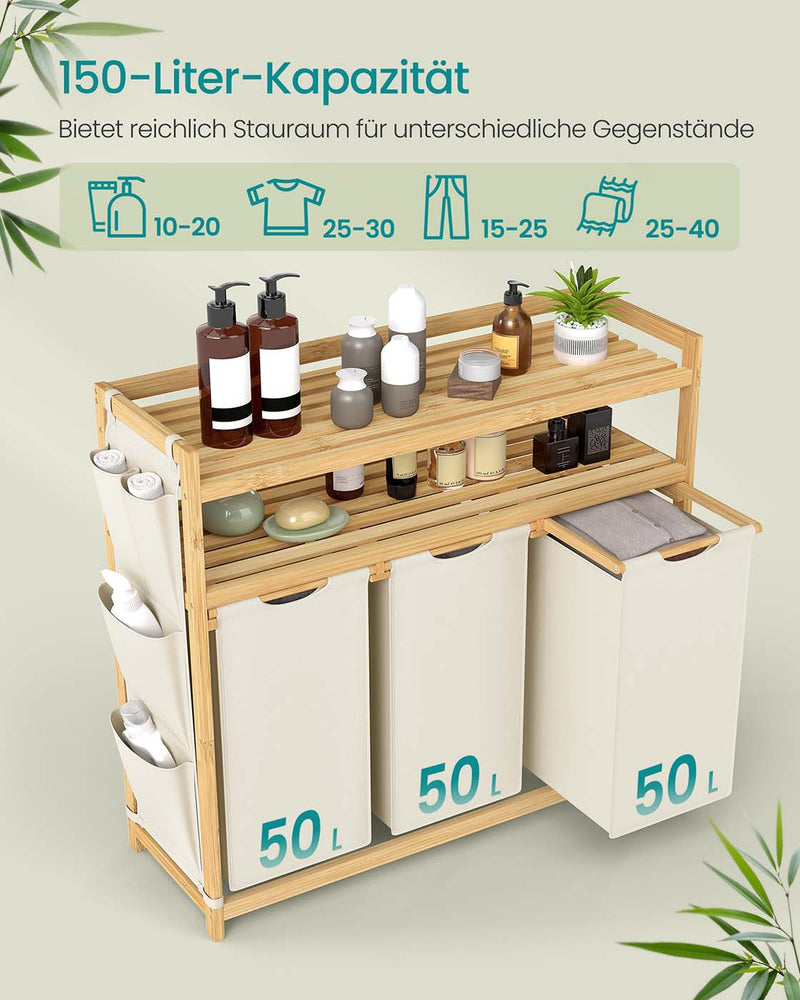 Wasmand met meerdere vakken en praktische planken 63 x 33 x 98 cm - RLH215W01