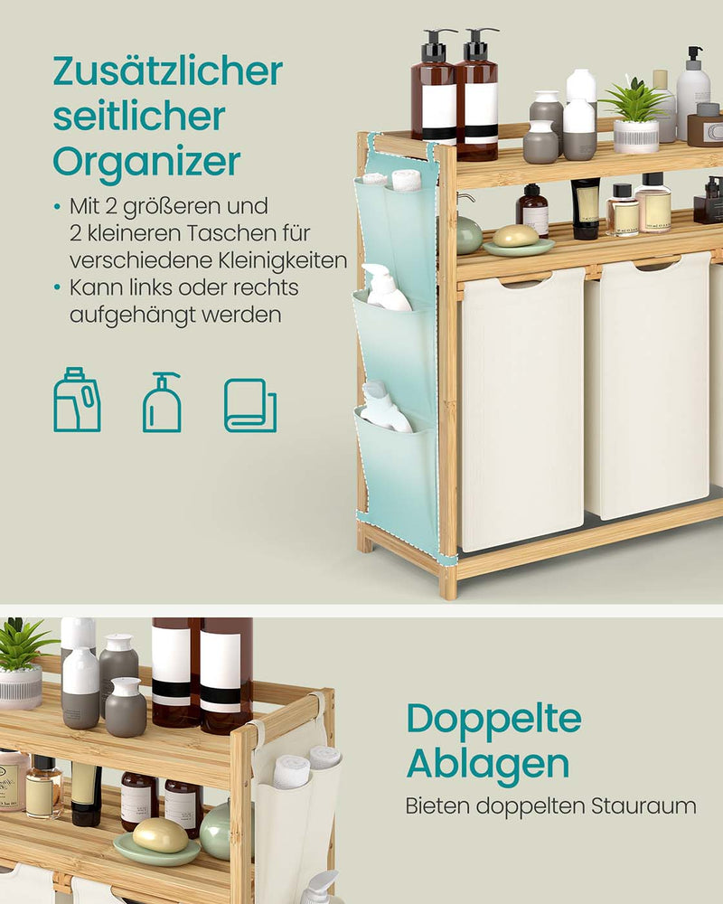 Wasmand met meerdere vakken en praktische planken 63 x 33 x 98 cm - RLH215W01