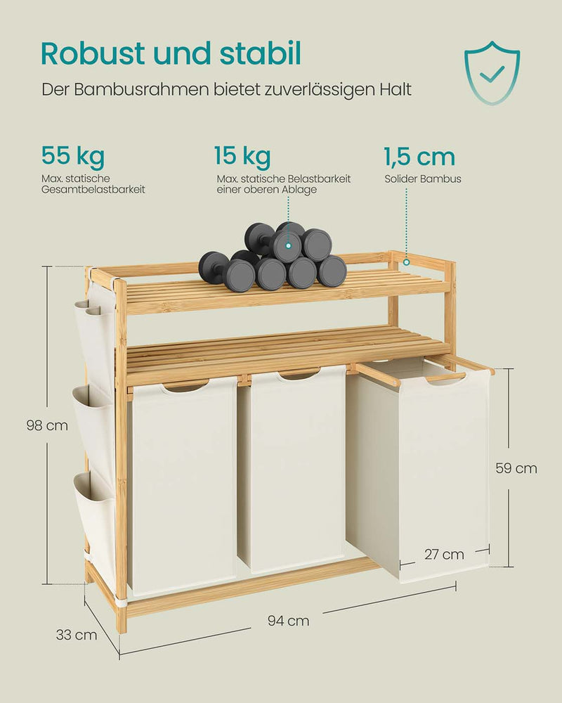 Wasmand met meerdere vakken en praktische planken 63 x 33 x 98 cm - RLH215W01